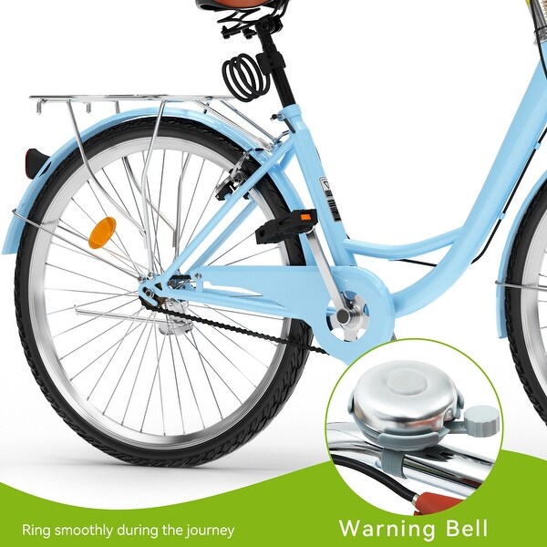 24 Inch Beach Cruiser Bike for Women - 1 Speed Commute Bike