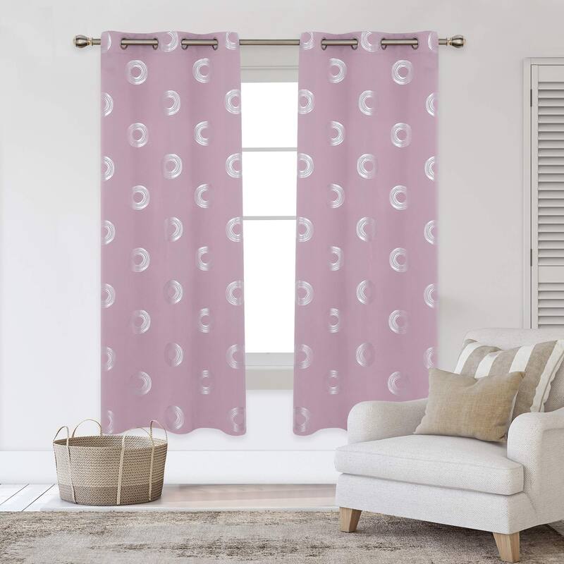Concentric Circles Pattern Room Darkening Curtain 2 Panels - 42Wx72L-2PC - Lavender Pink