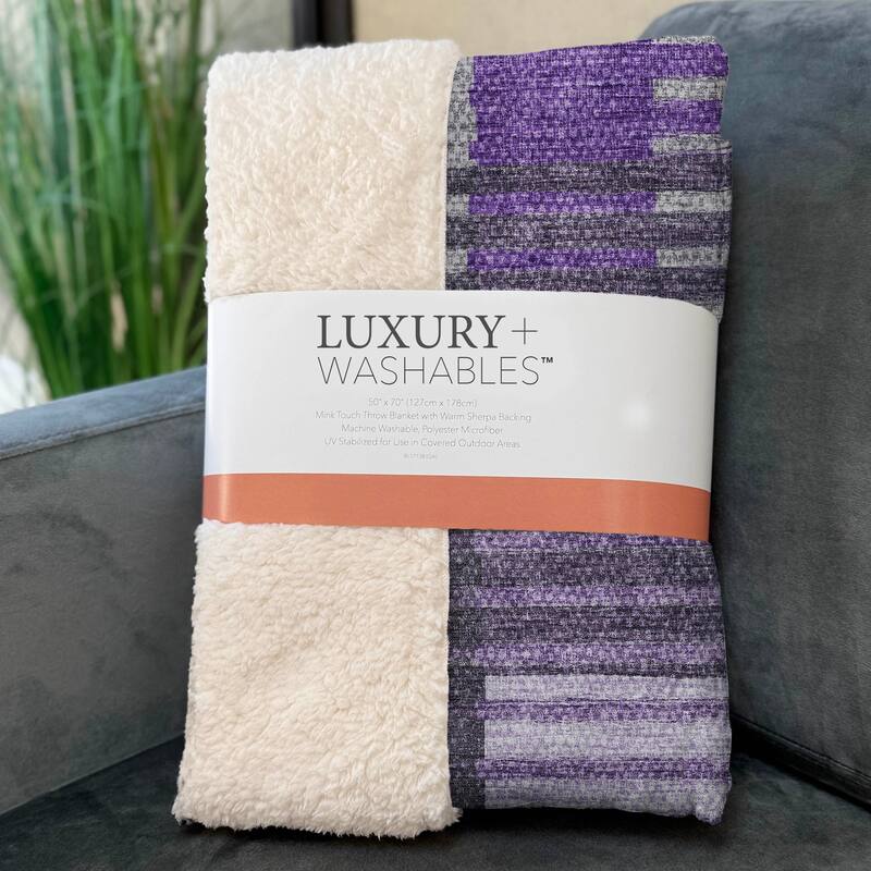 Premium Machine Washable Contemporary Sherpa Throw Blanket