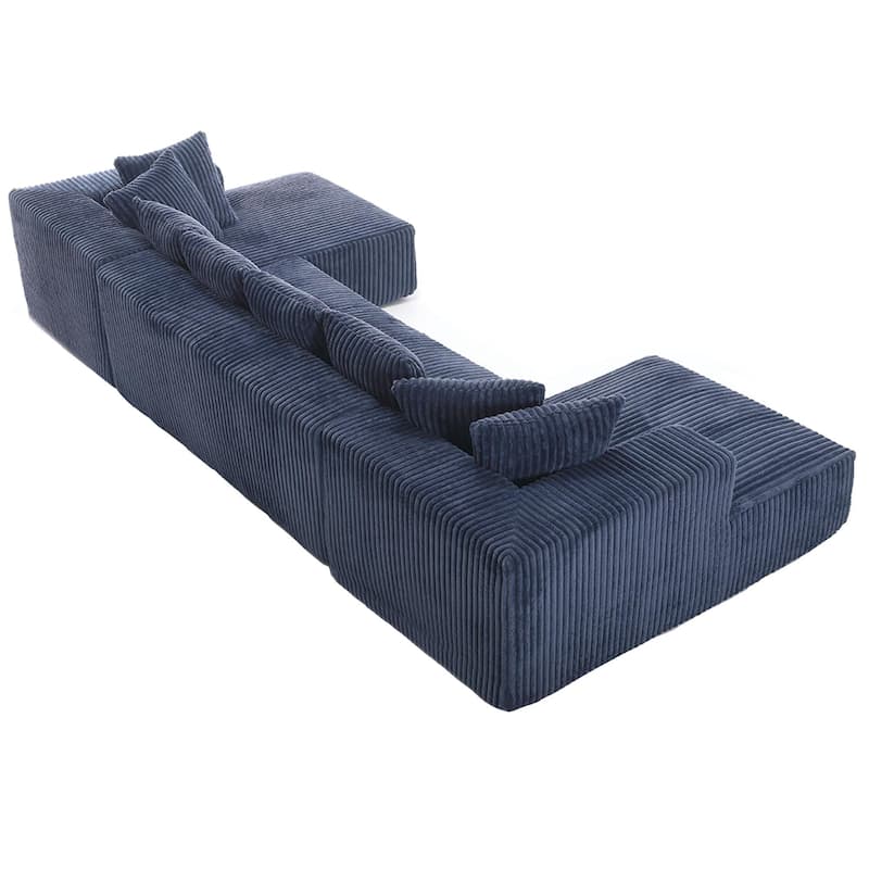 133.45" Modular Sectional Couch, U-Shaped Floor Sofa with Chaise Lounge, Modern Corduroy Upholstered Sofa for Living Room
