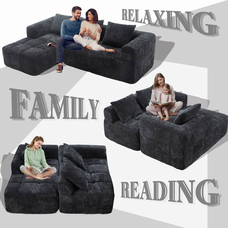 Chenille Fabric Modular L Shaped Sectional Sofa,Free Combination