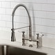 preview thumbnail 18 of 29, Kingston Brass Essex Double-Handle Wall-Mount Pre-Rinse Bridge Kitchen Faucet