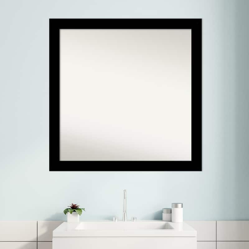 Brushed Non-Beveled Framed Bathroom Vanity Wall Mirror - Brushed Black
