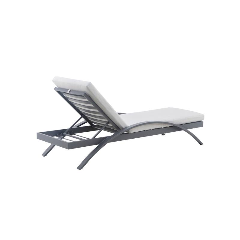 3-Piece Outdoor Patio Lounger Set with Gray Cushions
