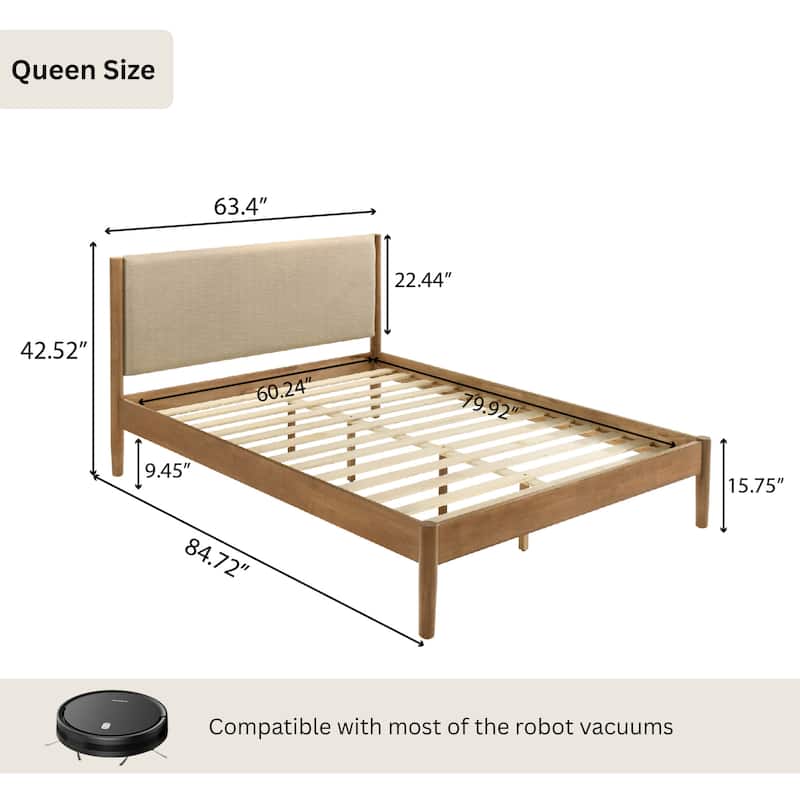 Roundhill Furniture Vichy 3-Piece Bedroom Set, Platform Bed with Two Nightstands