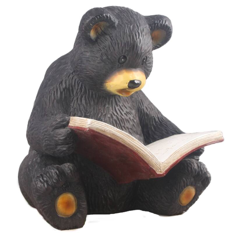 15" Bear Cub Reading a Book Outdoor Garden Statue