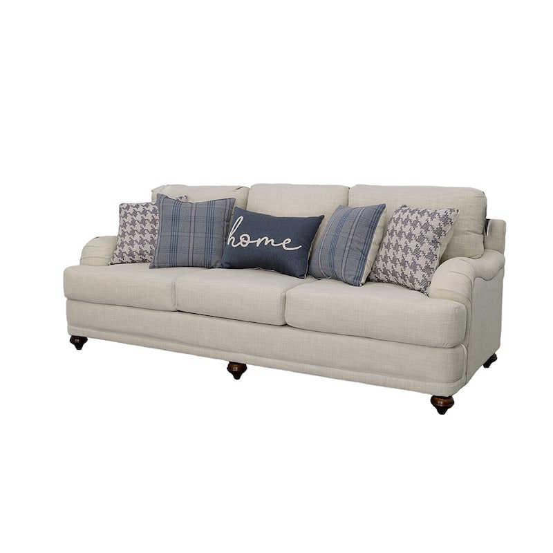 Glenn Farmhouse Fabric Upholstered English Arm Sofa
