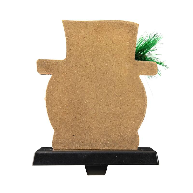 Glitzhome Christmas Wooden/Metal LED Snowman Paw Stocking Holders Mantel Ornament