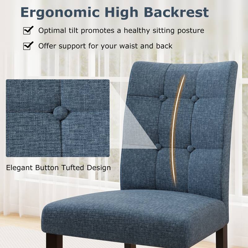 Gymax 2PCS Tufted Dining Chairs Upholstered Kitchen Armless Side
