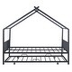preview thumbnail 3 of 15, Black Full Size Metal House Bed with Trundle and Roof for Kids, Boys and Girls, Bedroom