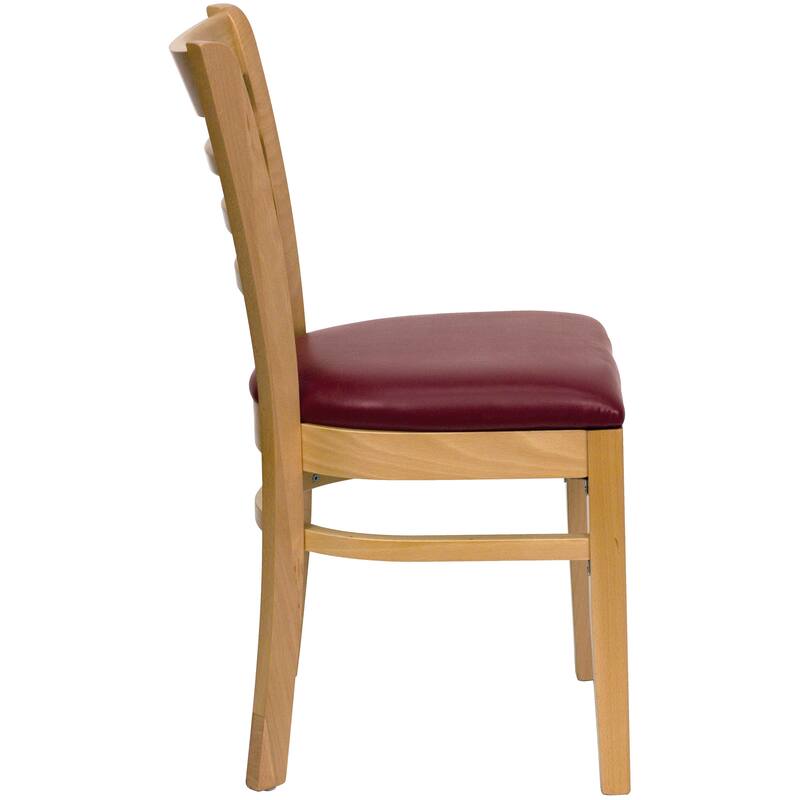 Ladder-back Wood Restaurant Chair - 17.5"W x 20"D x 33.75"H