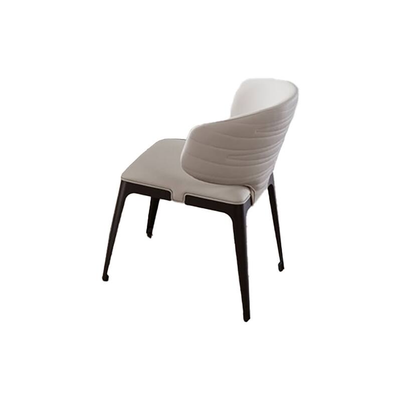 Ahm 23 Inch Dining Chair Set of 2, Curved Padded, Beige Faux Leather