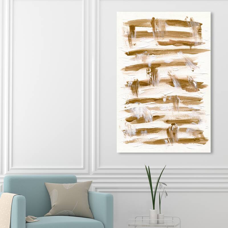 Wynwood Studio Abstract Horse Jumps Brown and Ochre Modern & Contemporary Wall Art Canvas Print - 54 x 36
