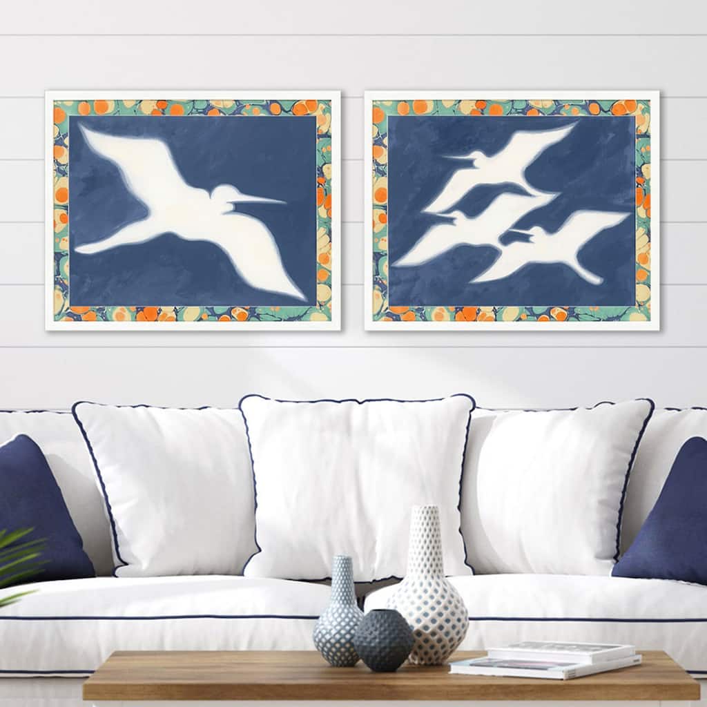 Paragon Egrets - Flight Framed Art - Set of 2