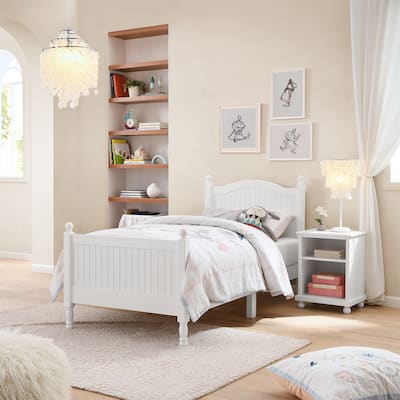 MUSEHOMEINC Wooden Twin Bed Frame with Headboard & Footboard Designed with Classic Ball finials