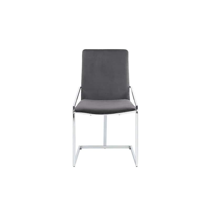 Chrome/Gray Velvet Upholstered Metal Frame Dining Chair, Set of 2, Sturdy Dining Chair for Dining Rooms - 19