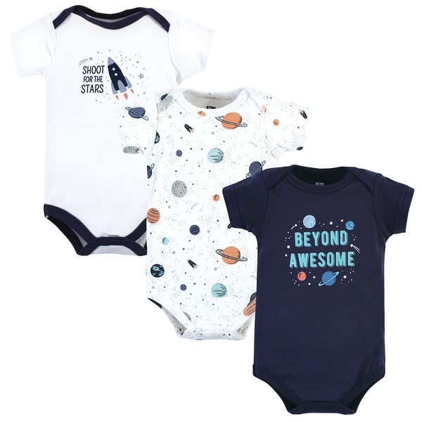 slide 1 of 1, Hudson Baby Infant Boy Cotton Bodysuits, Space 0-3 Months - Space