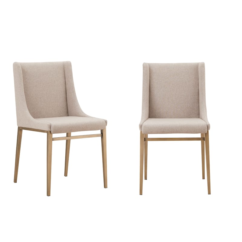 Modrest Mimi Contemporary Beige & Brass Dining Chair (Set of 2)