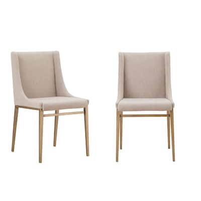 Modrest Mimi Contemporary Beige & Brass Dining Chair (Set of 2)