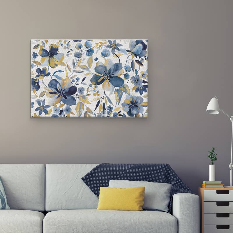 Golden Indigo Garden by Galaxy of Graphics Canvas Art Print
