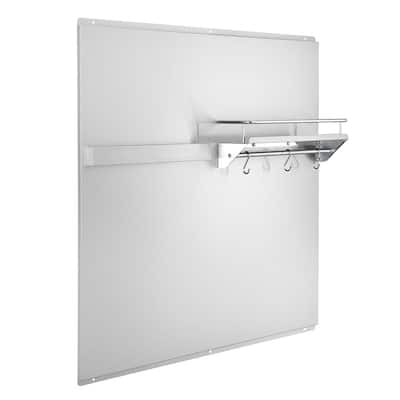 Ancona 36 in. Stainless Steel Backsplash with Magnetic Strip and Shelf