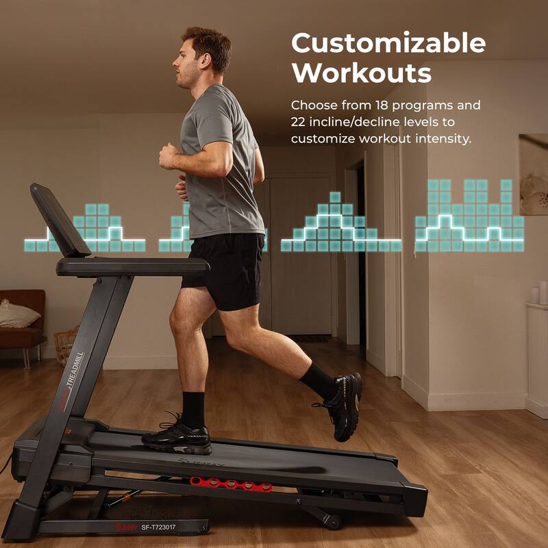 Sunny Health & Fitness Excel Smart Incline/Decline 20” Deck Treadmill with 300LB Weight Capacity - SF-T723017