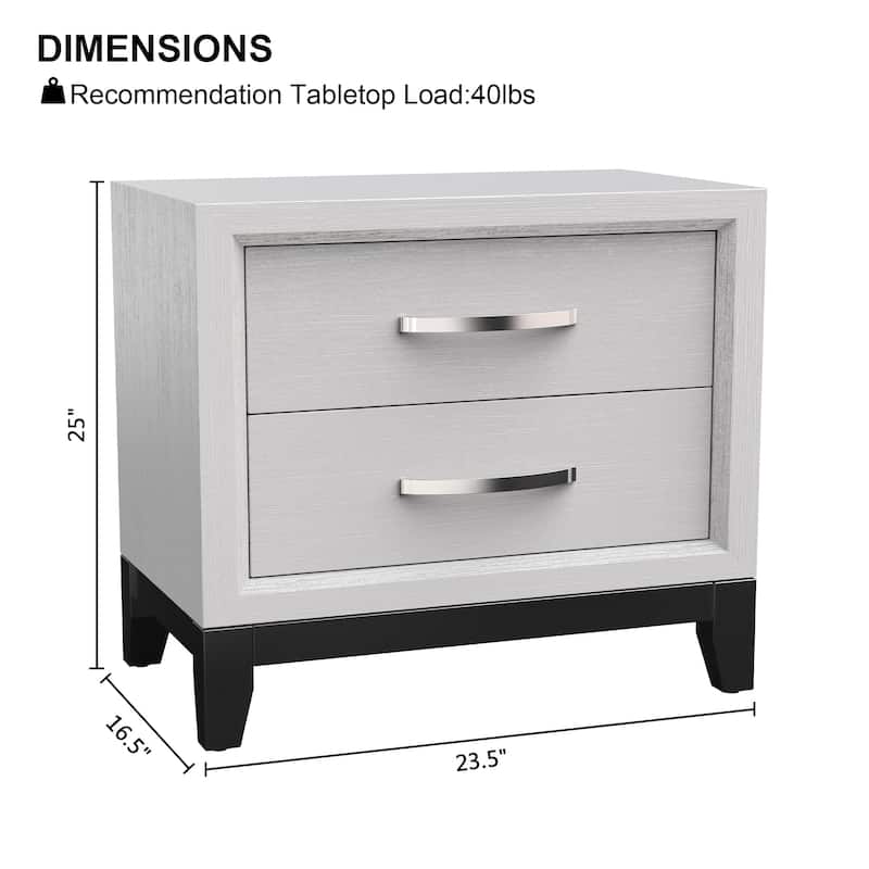 Modern White 2 - Drawer Nightstand