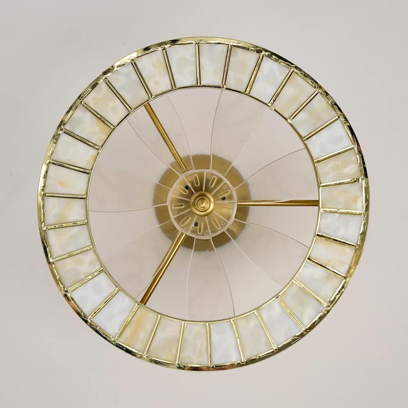Sorcha Brass Finish Fandelier with Opaque Marbled Shade Remote Contol
