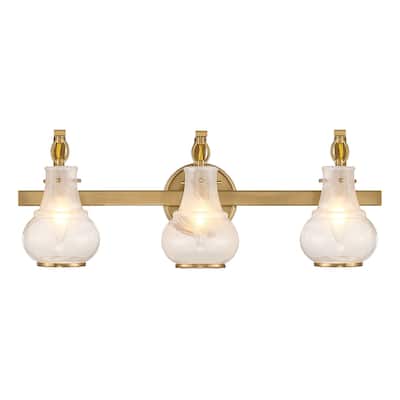 Warm Brass Three Light Bathroom Vanity from the Adams Collection