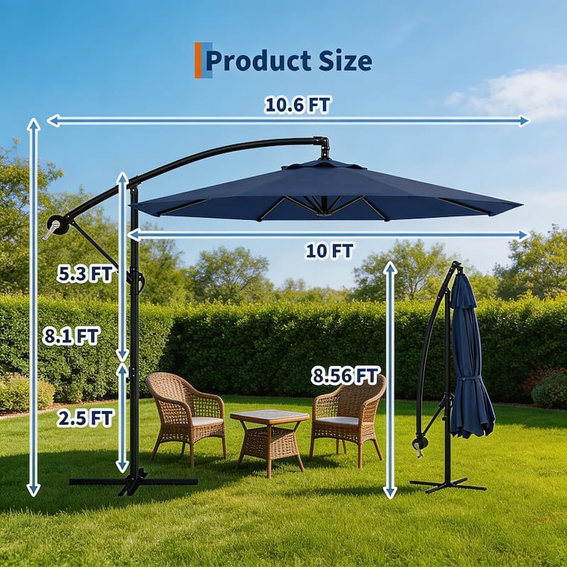 10 ft Offset Patio Umbrella, with with Easy Lift & Tilt Adjustment