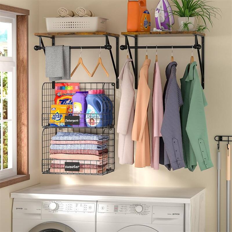 Over Washer Shelves - Wire Baskets and Drying Rack