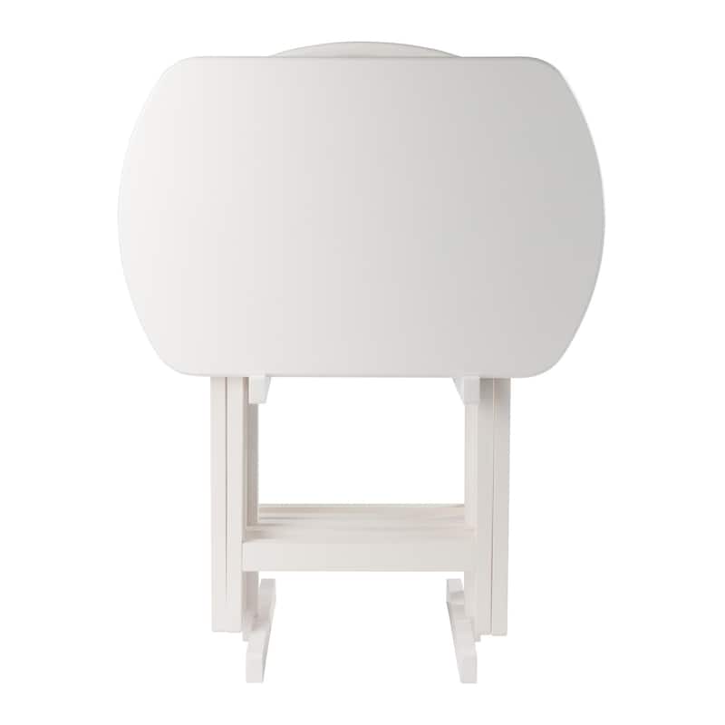 Corbett 4 Snack Tables with Stand White Finish