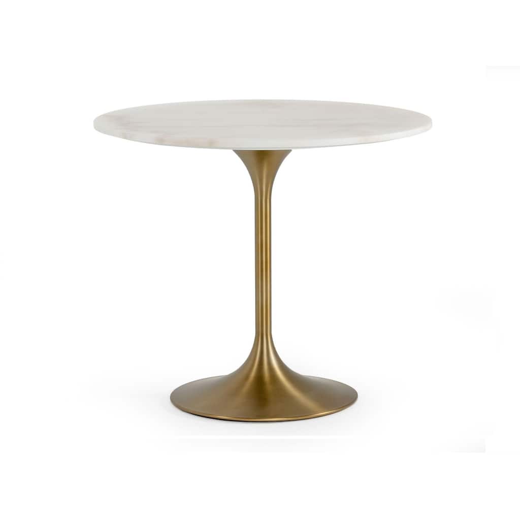 Modrest Collins Glam White Marble & Gold Dining Table
