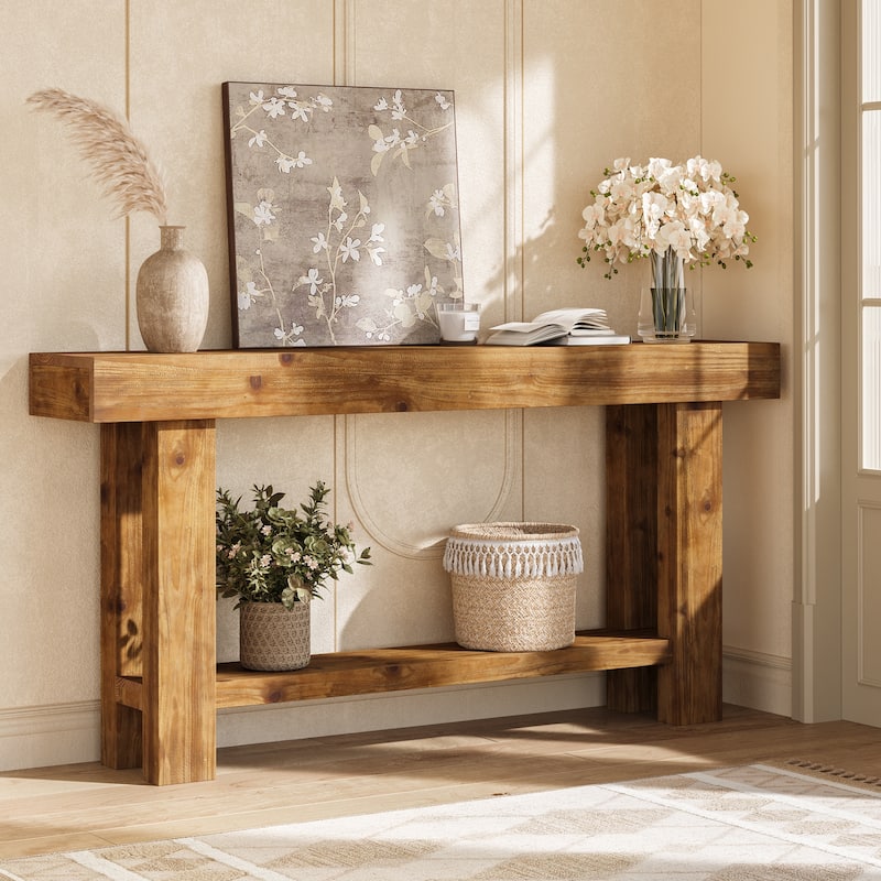 63-Inch Solid Wood Long Console Table