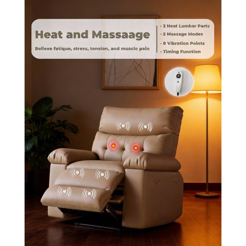 360° Swivel Manual Recliner Chair, with Massage & Remote Control