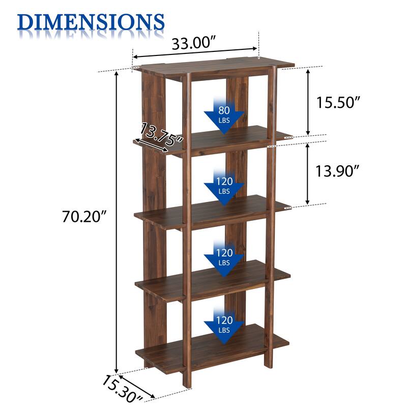 Christopher Knight Home - Ellie 4-Tier 70"H Acacia Wood Open Bookcase