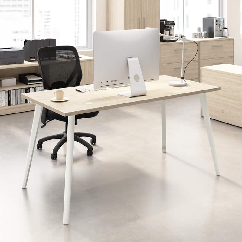 Bush Business Furniture Vista 60W Office Desk with Splayed Metal Legs - Natural Elm