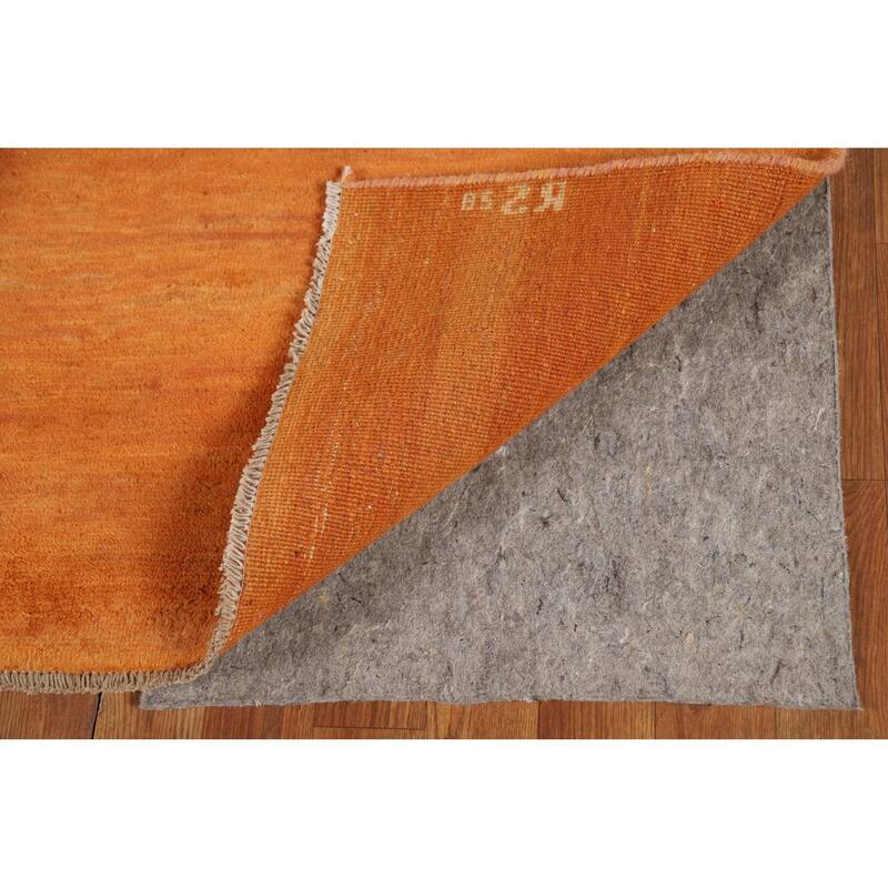 Modern Orange Gabbeh Oriental Area Rug Hand-Knotted Wool Carpet - 5'2" x 7'10"