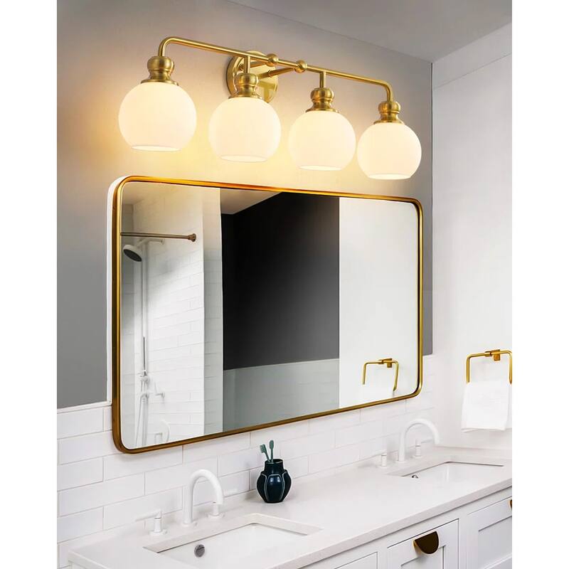 Irvine Gold Modern Frosted Glass 4-Light Vanity Light