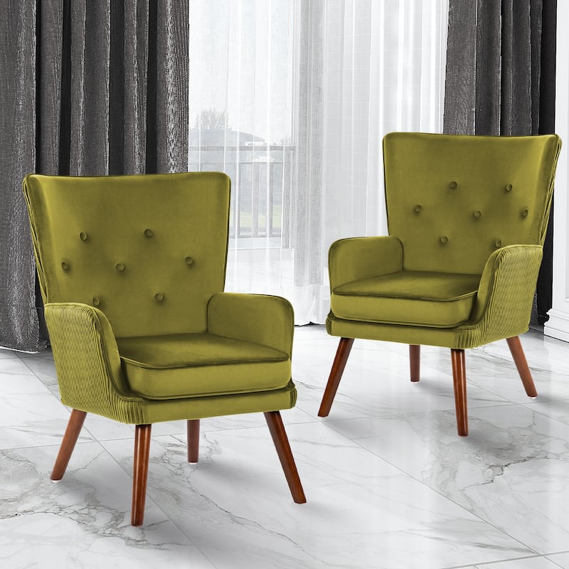 Velvet Upholstered Accent Chair Armchair for Living Room