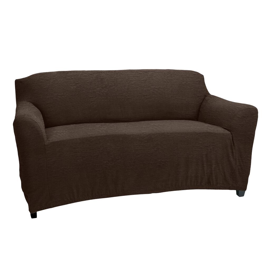 Home Details Waffle Design Sofa Furniture Slipcover in Brown