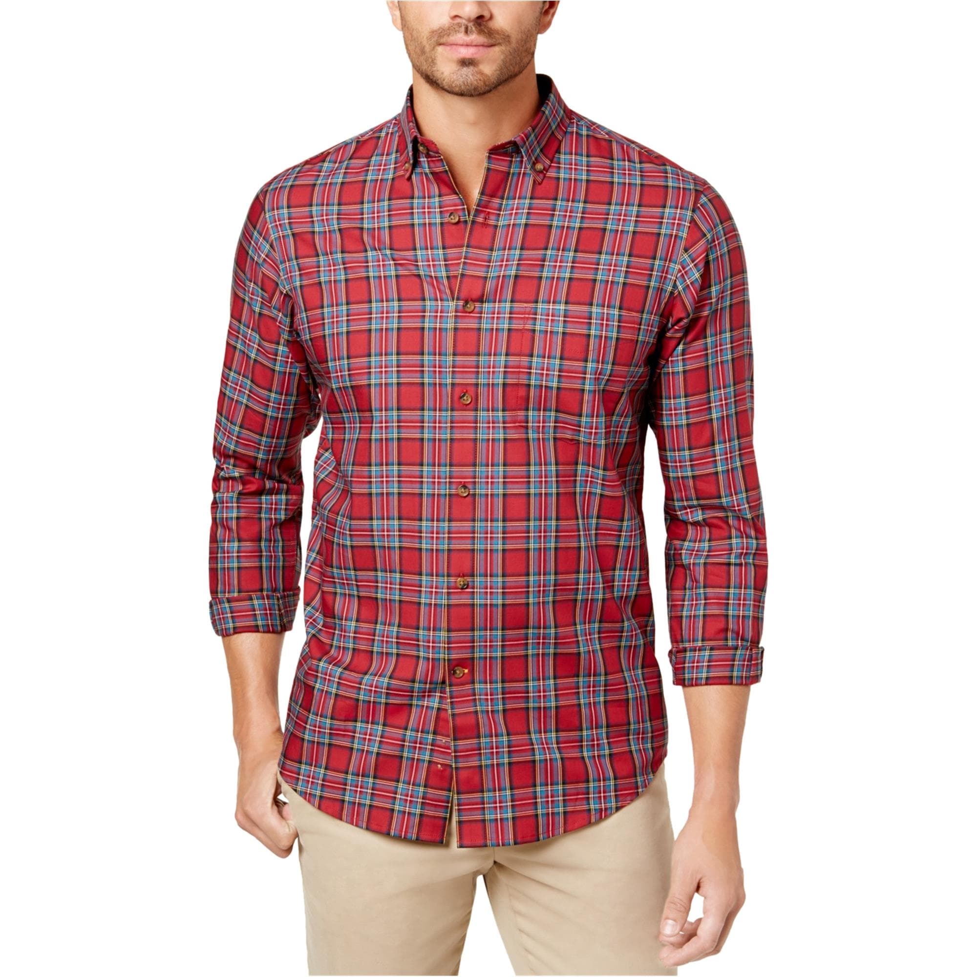 Club Room Mens Plaid Maraschino Button Up Shirt, Red, Small - Bed Bath &  Beyond - 41606680