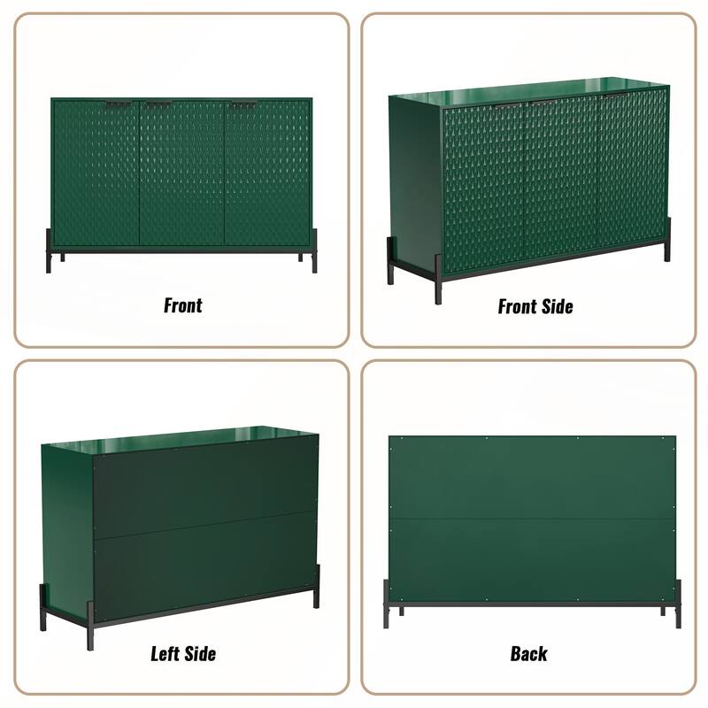 Modern High Gloss 3-Door Cabinet