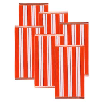 Superior Striped Large Oversized Cotton Beach Towel - Set of 6