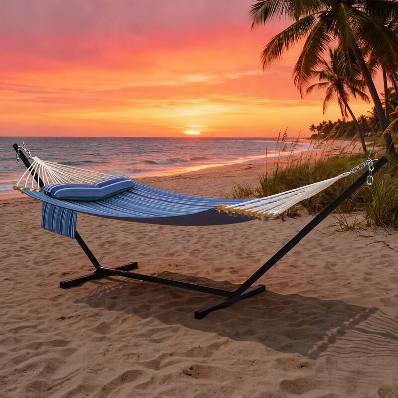 EROMMY Modern Portable Hammock, Hand-Woven Ropes, Anti-Tipping Design for Backyards, Beaches & Campsites