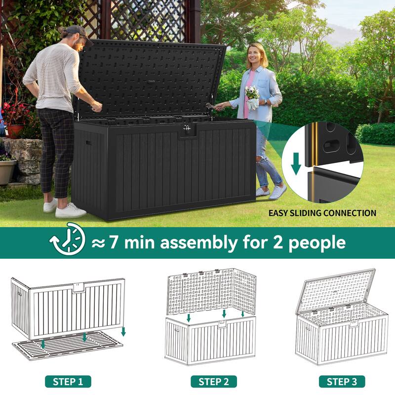 230 Gallon Outdoor Storage Waterproof Deck Box - N/A