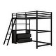 preview thumbnail 5 of 25, Twin Size Loft Kids Bed Frame with Desk, Shelves & Two Built-in Drawers, Black