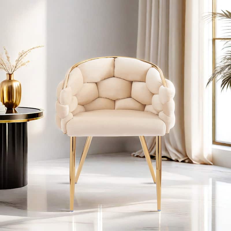 Velvet Handmade Accent Chair with Gold Legs