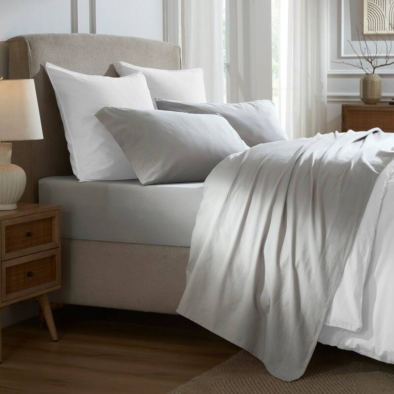 Superior Carmen 100% Cotton Relaxed Wash Bed Sheet Set - Twin XL - Silver