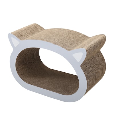 Cat scratcher cat toy corrugated cardboard cute cat head shape - Gray